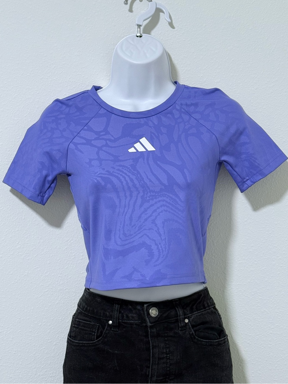 purple adidas techfit fitted top